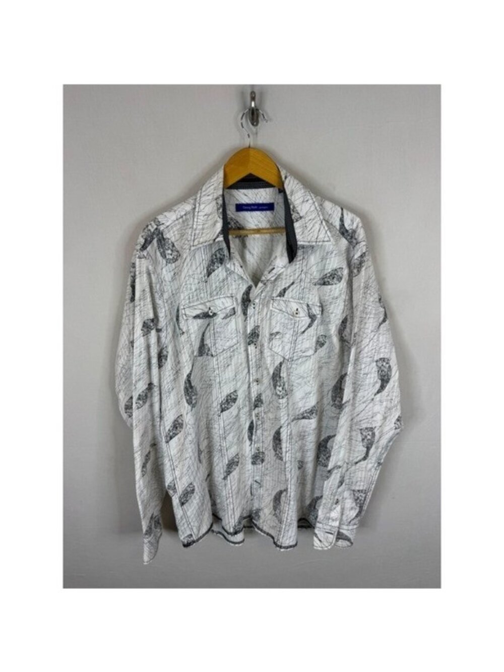 Georg Roth Los Angeles Mens XL Abstract Graphic Print Button Down Shirt White